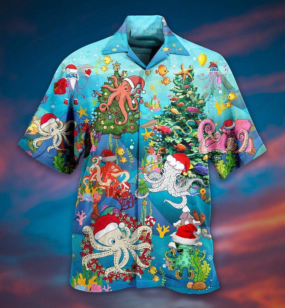 Octopus Merry Xmas Happy - Hawaiian Shirt - Reefox