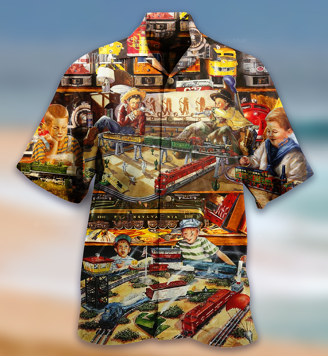 Train Toys Amazing Vintage Style - Hawaiian Shirt - Reefox