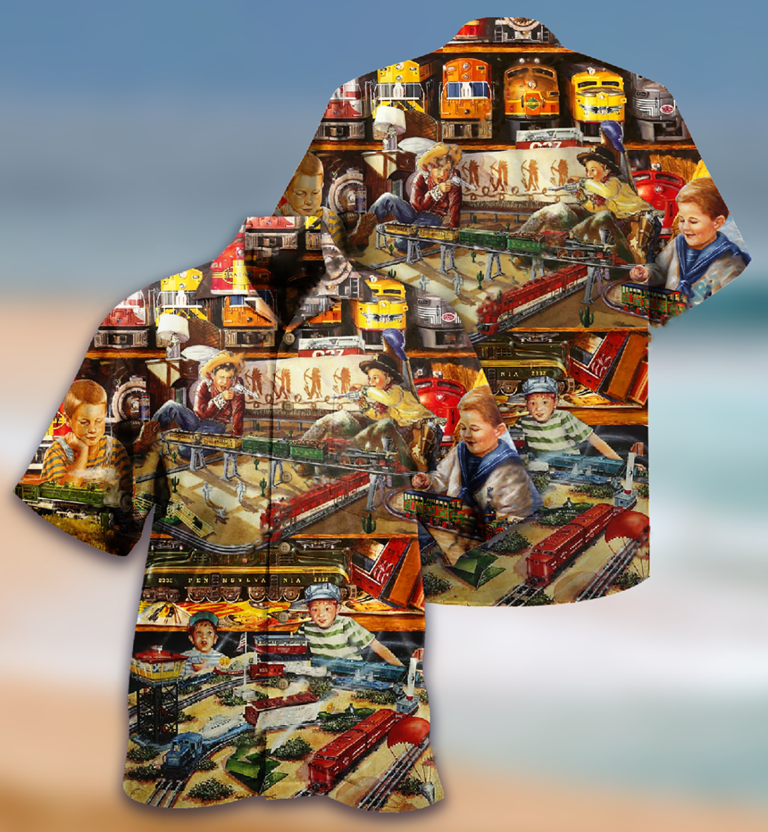 Train Toys Amazing Vintage Style - Hawaiian Shirt - Reefox
