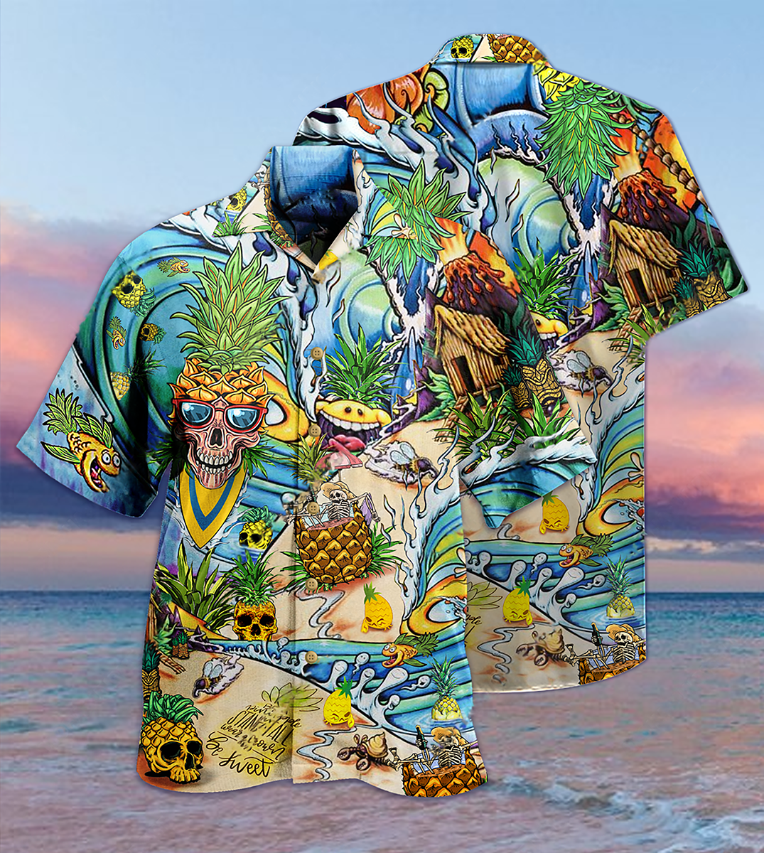 Skull Pineapple Fruit Amazing - Hawaiian Shirt - Reefox
