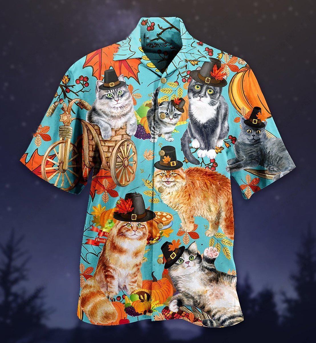 Cat Happy Thanksgiving - Hawaiian Shirt - Reefox