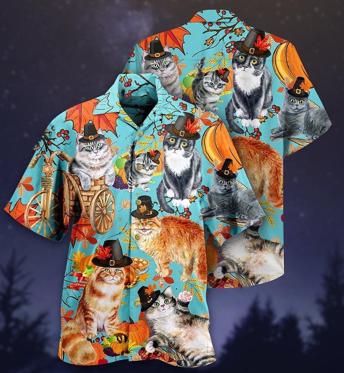 Cat Happy Thanksgiving - Hawaiian Shirt - Reefox