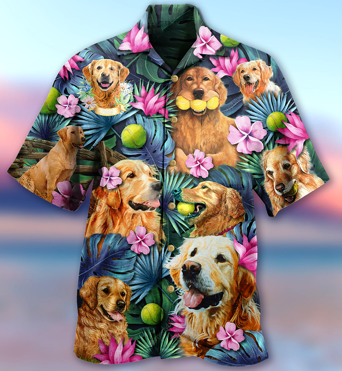Golden Retriever Dog Lovely Hug A Golden - Hawaiian Shirt - Reefox