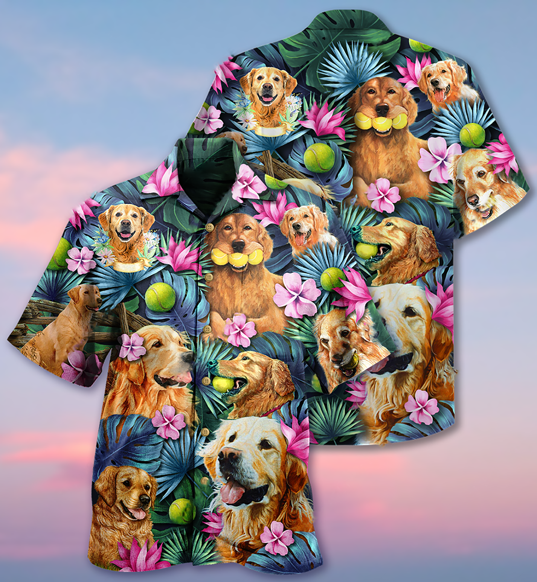 Golden Retriever Dog Lovely Hug A Golden - Hawaiian Shirt - Reefox