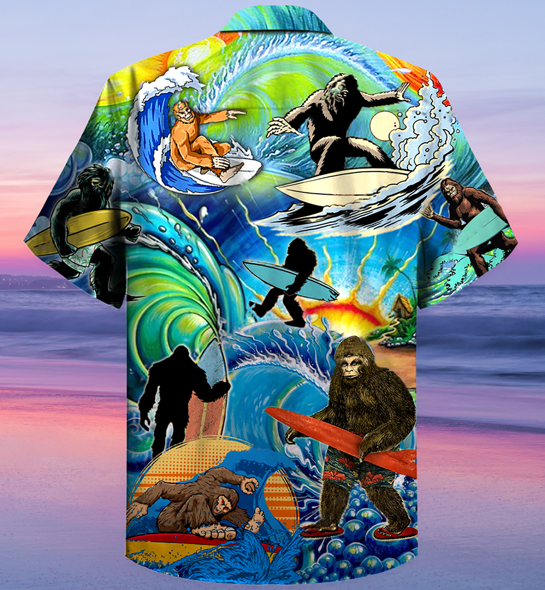 Bigfoot Loves Cool Surfing - Hawaiian Shirt - Reefox