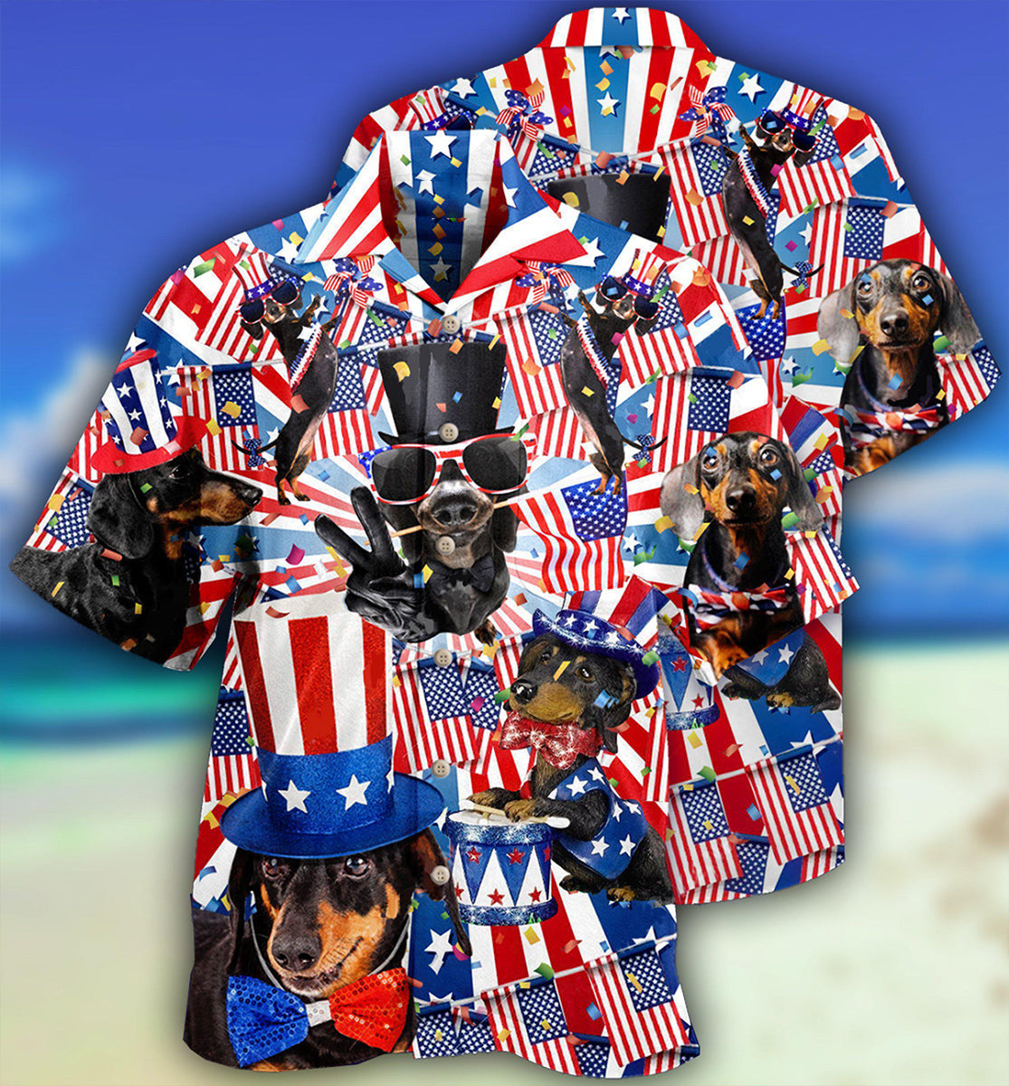 Dachshund Celebrates National Day - Hawaiian Shirt - Reefox