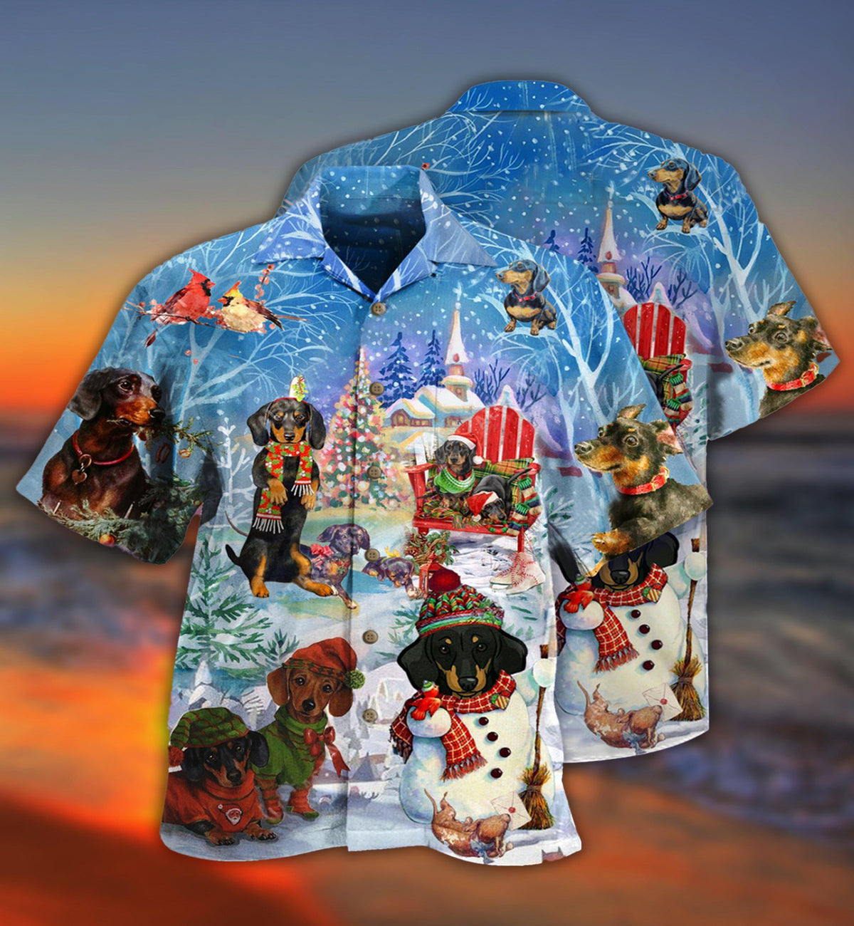 Dachshund Through The Snow Merry Christmas - Hawaiian Shirt - Reefox
