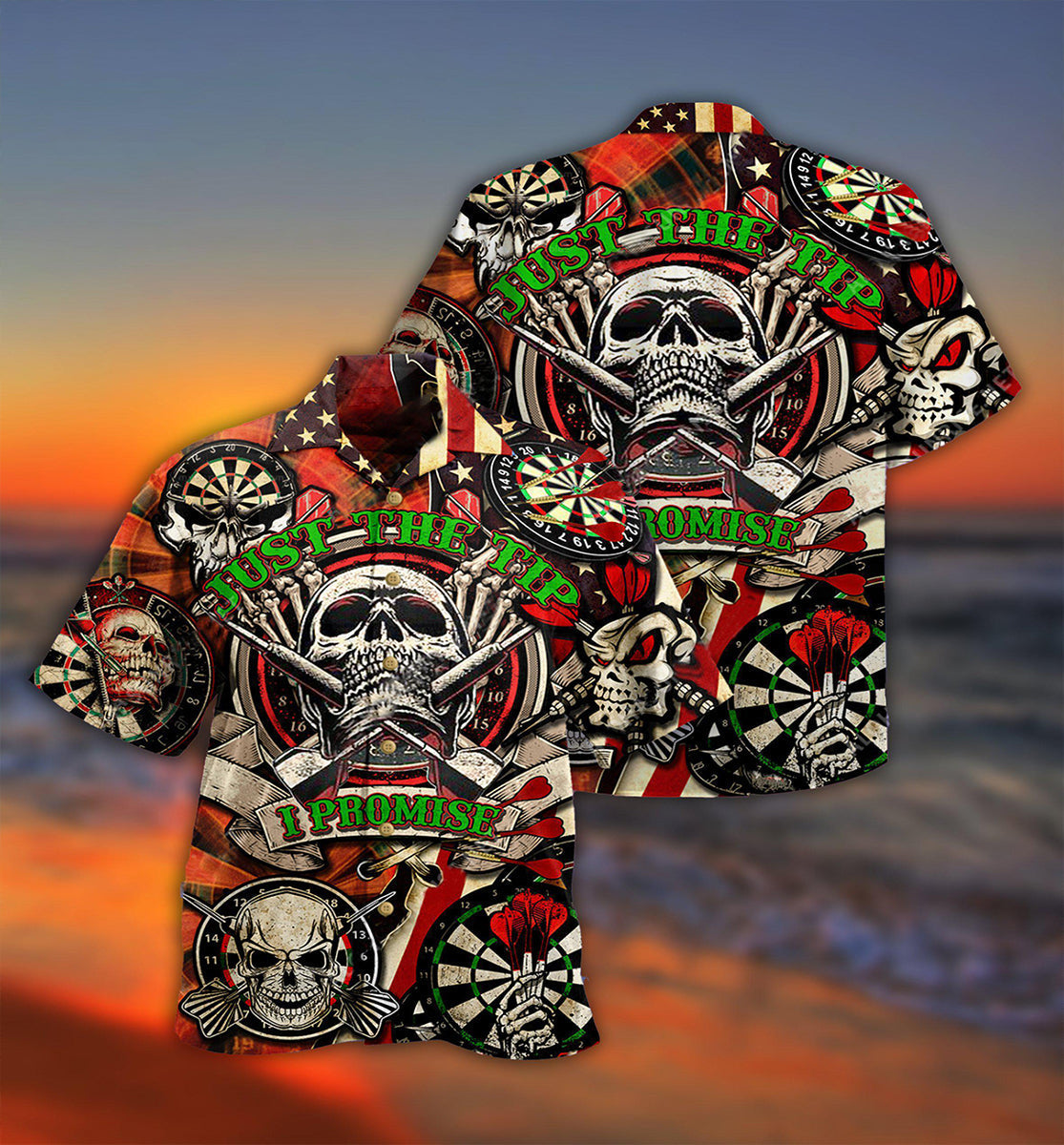 Darts Just The Tip I Promise Skull - Hawaiian Shirt - Reefox