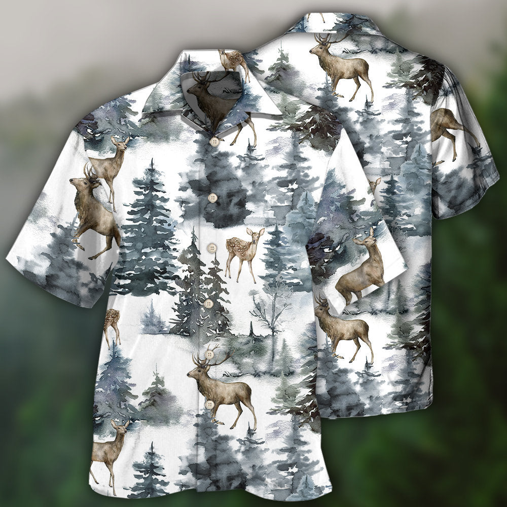 Deer Forest Blur Art - Hawaiian Shirt - Reefox
