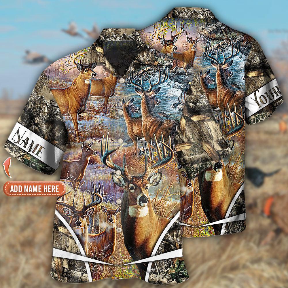 Hunting Deer Hunting Cool Forest Personalized - Hawaiian Shirt - Reefox
