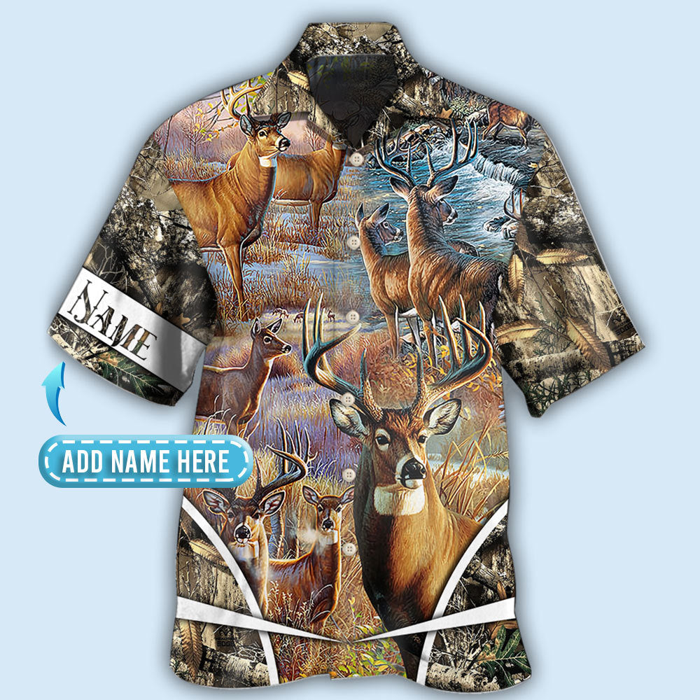 Hunting Deer Hunting Cool Forest Personalized - Hawaiian Shirt - Reefox