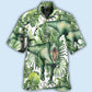 Dinosaur Strong Green Tropical Leaf - Hawaiian Shirt - Reefox