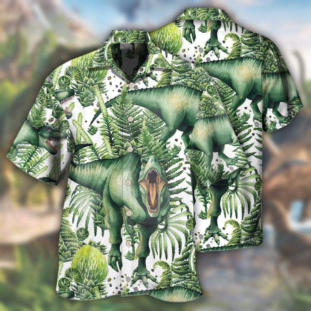 Dinosaur Strong Green Tropical Leaf - Hawaiian Shirt - Reefox