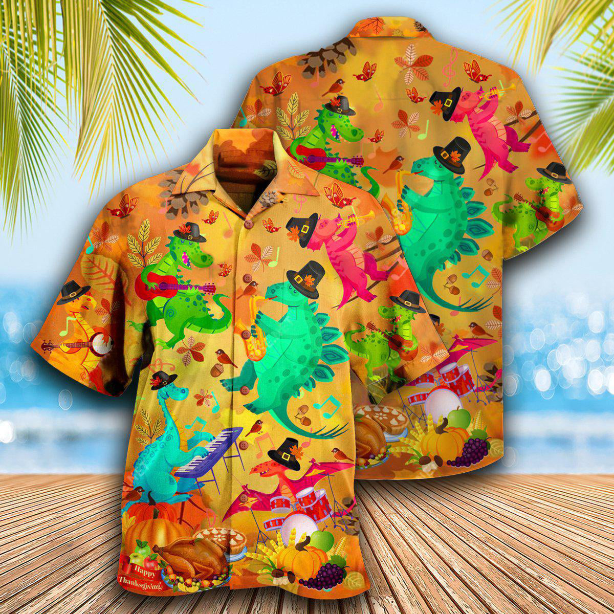 Dinosaur Funny Thanksgiving - Hawaiian Shirt - Reefox