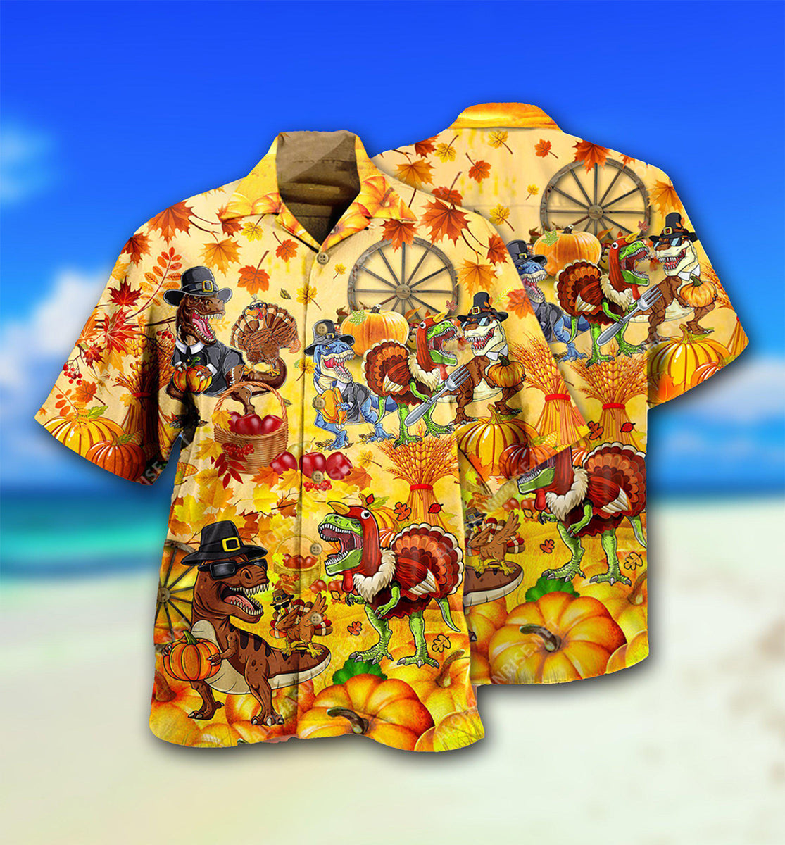 Dinosaur Lovely Autumn - Hawaiian Shirt - Reefox