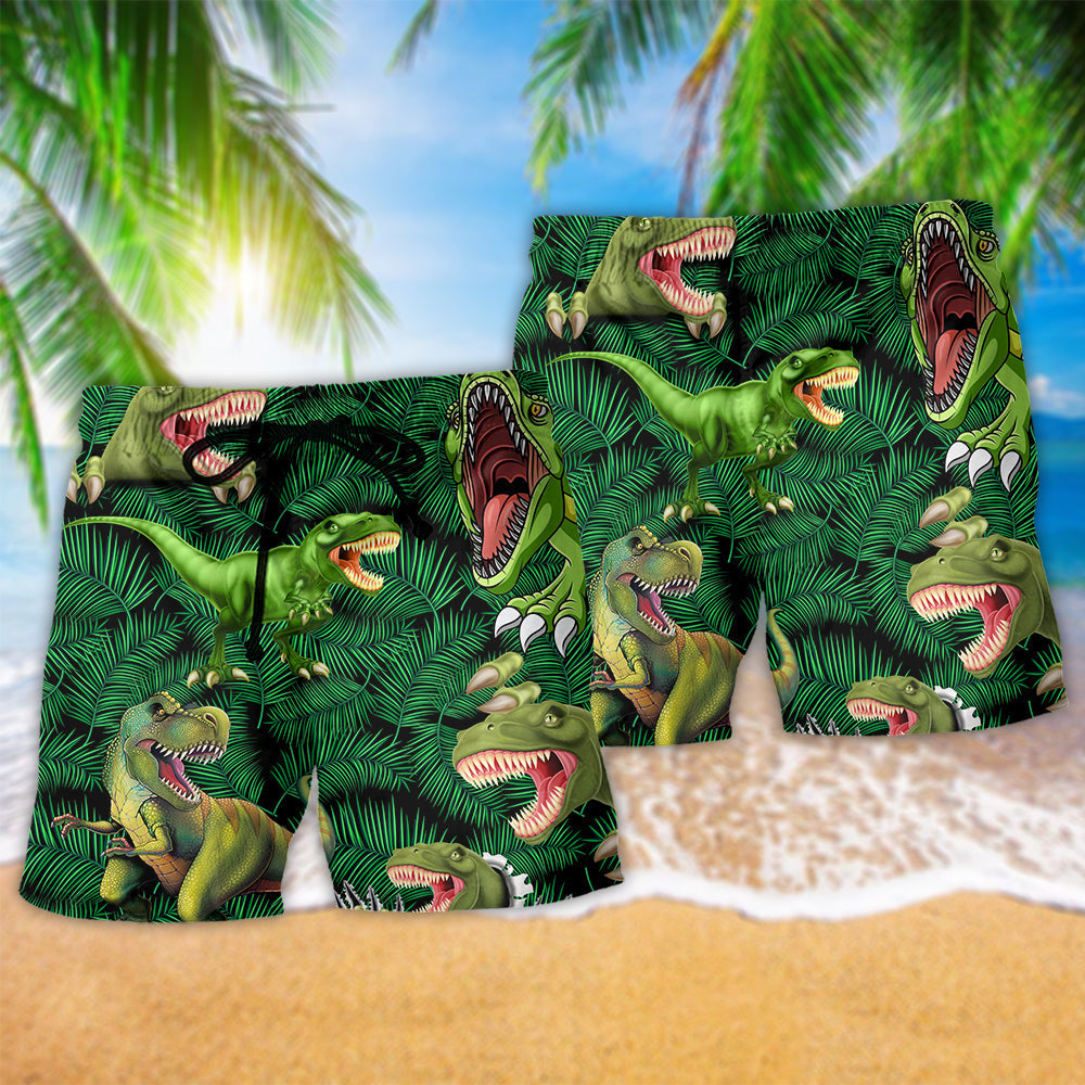 Dinosaur Loves Green Style - Beach Short Reefox - Owls Matrix LTD