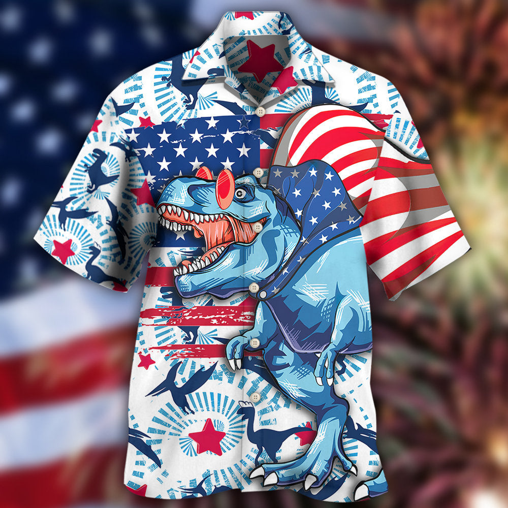 Dinosaur Independence Day Funny Dinosaurus - Hawaiian Shirt - Reefox