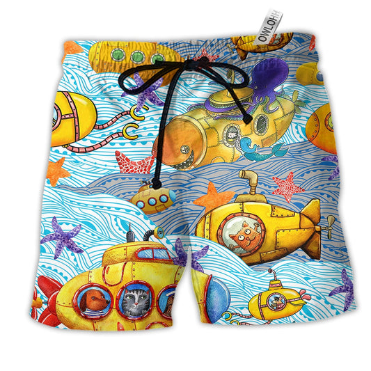 Beach Short / Adults / S Diving Into The Ocean Submarines - Beach Short Reefox - Owls Matrix LTD