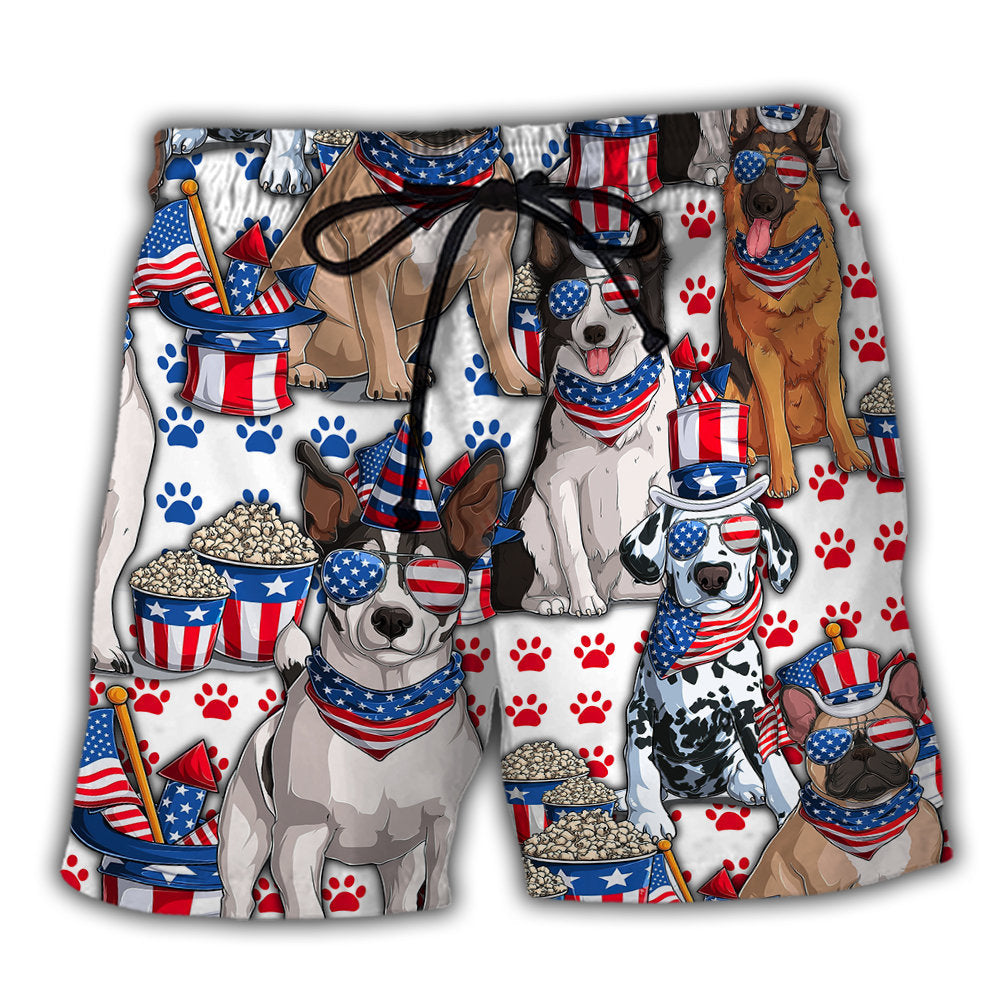 Beach Short / Adults / S Dog Independence Day Dogs - Beach Short Reefox - Owls Matrix LTD