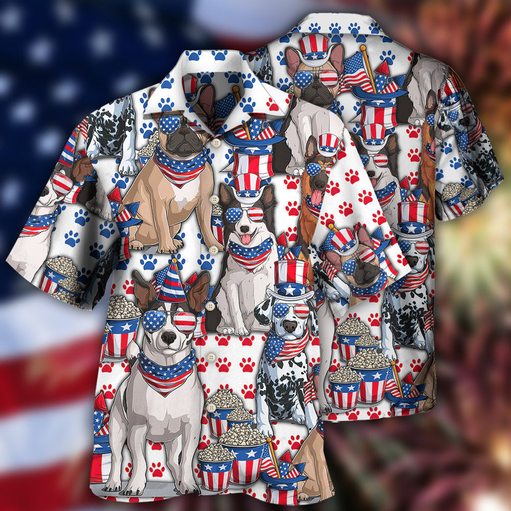 Dog Independence Day Dogs - Hawaiian Shirt - Reefox
