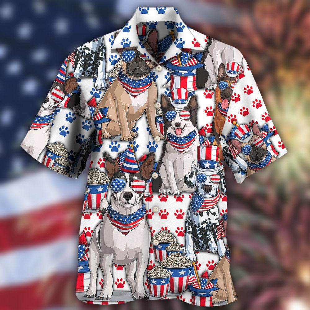 Dog Independence Day Dogs - Hawaiian Shirt - Reefox