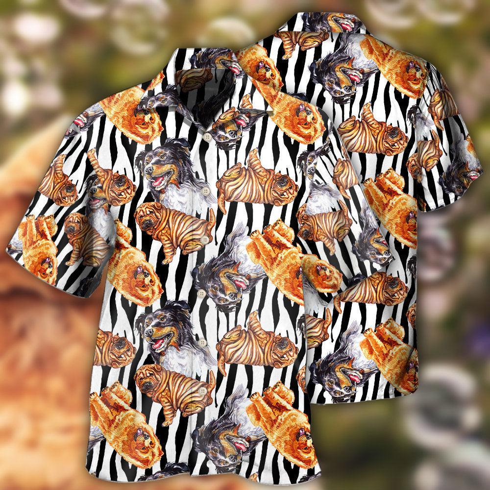Dogs Black Striped Style Cool - Hawaiian Shirt - Reefox