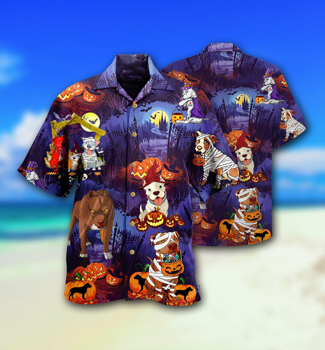 Halloween Dogs Night Scary - Hawaiian Shirt - Reefox
