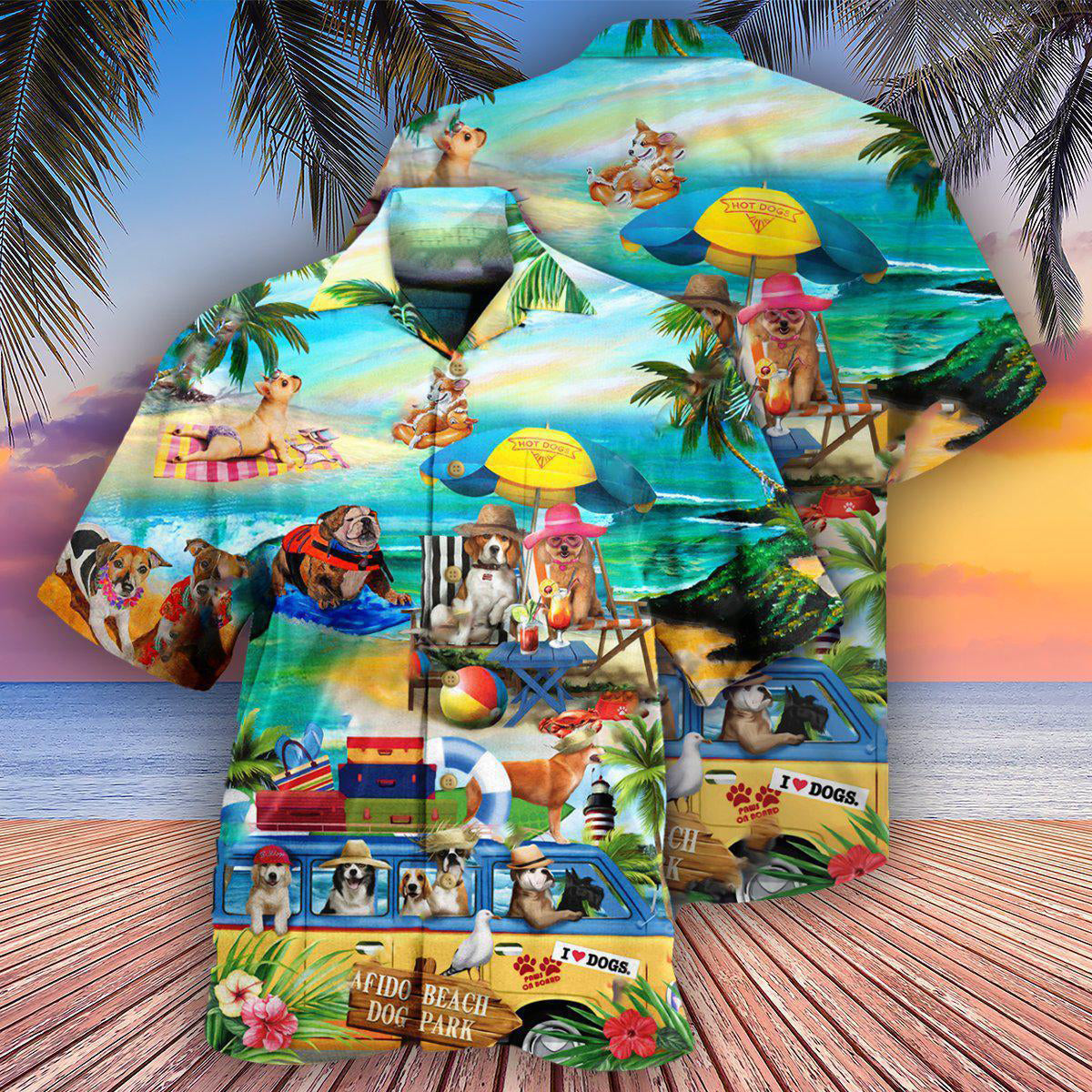 Dogs Paws On Board Love Beach - Hawaiian Shirt - Reefox