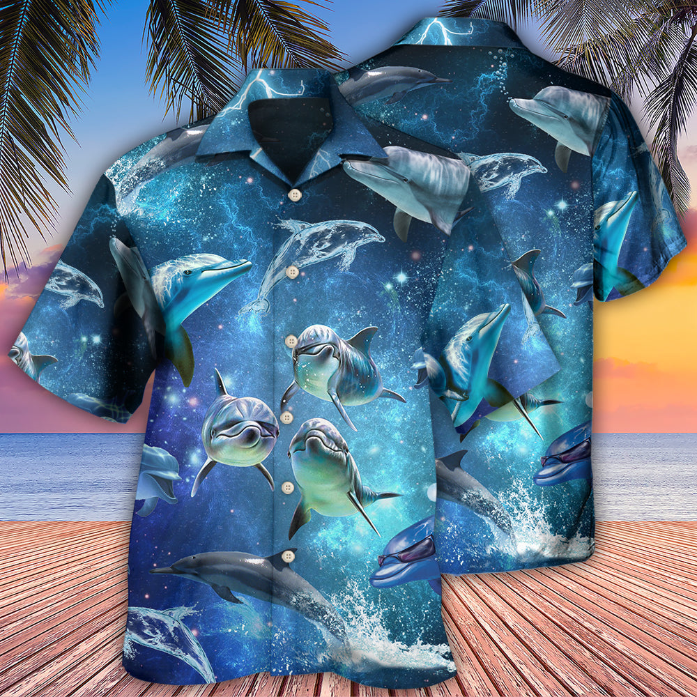 Dolphin In The Frozen Galaxy - Hawaiian Shirt - Reefox