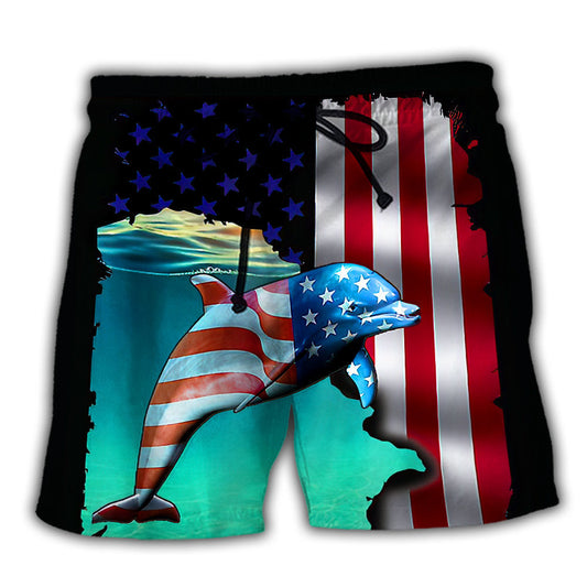 Beach Short / Adults / S Dolphin Independence Day - Beach Short Reefox - Owls Matrix LTD