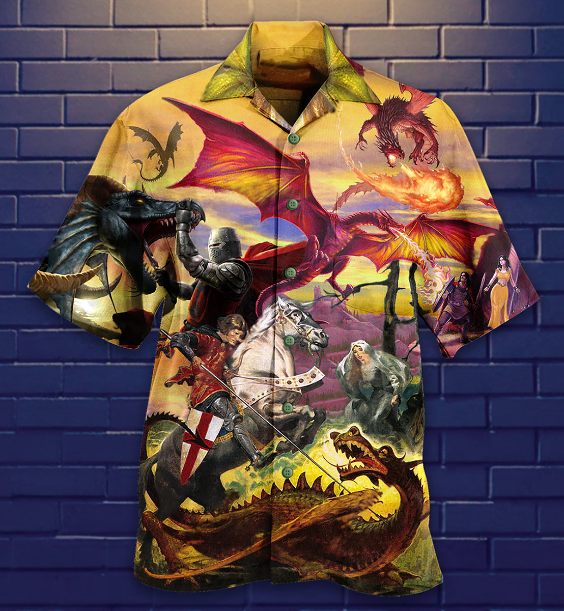 Dragon Fighting The Knights - Hawaiian Shirt - Reefox