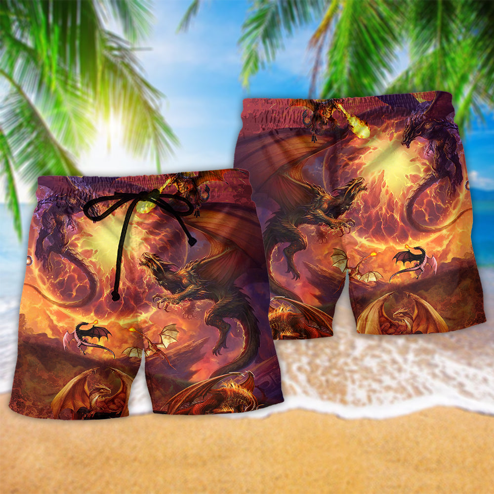 Dragon Love Life Red Style - Beach Short Reefox - Owls Matrix LTD