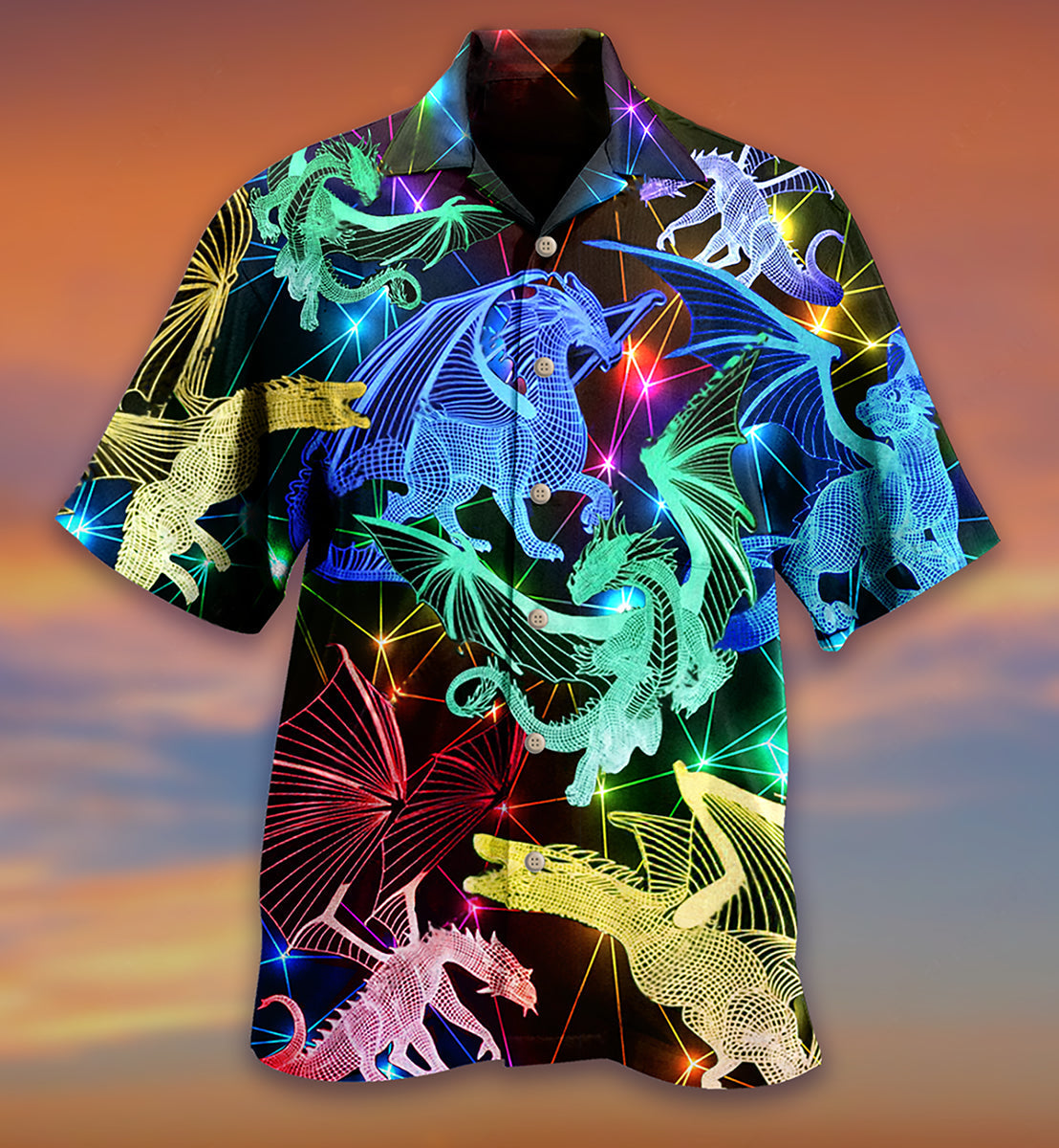 Dragon Neon Love Life Neon Style - Hawaiian Shirt - Reefox