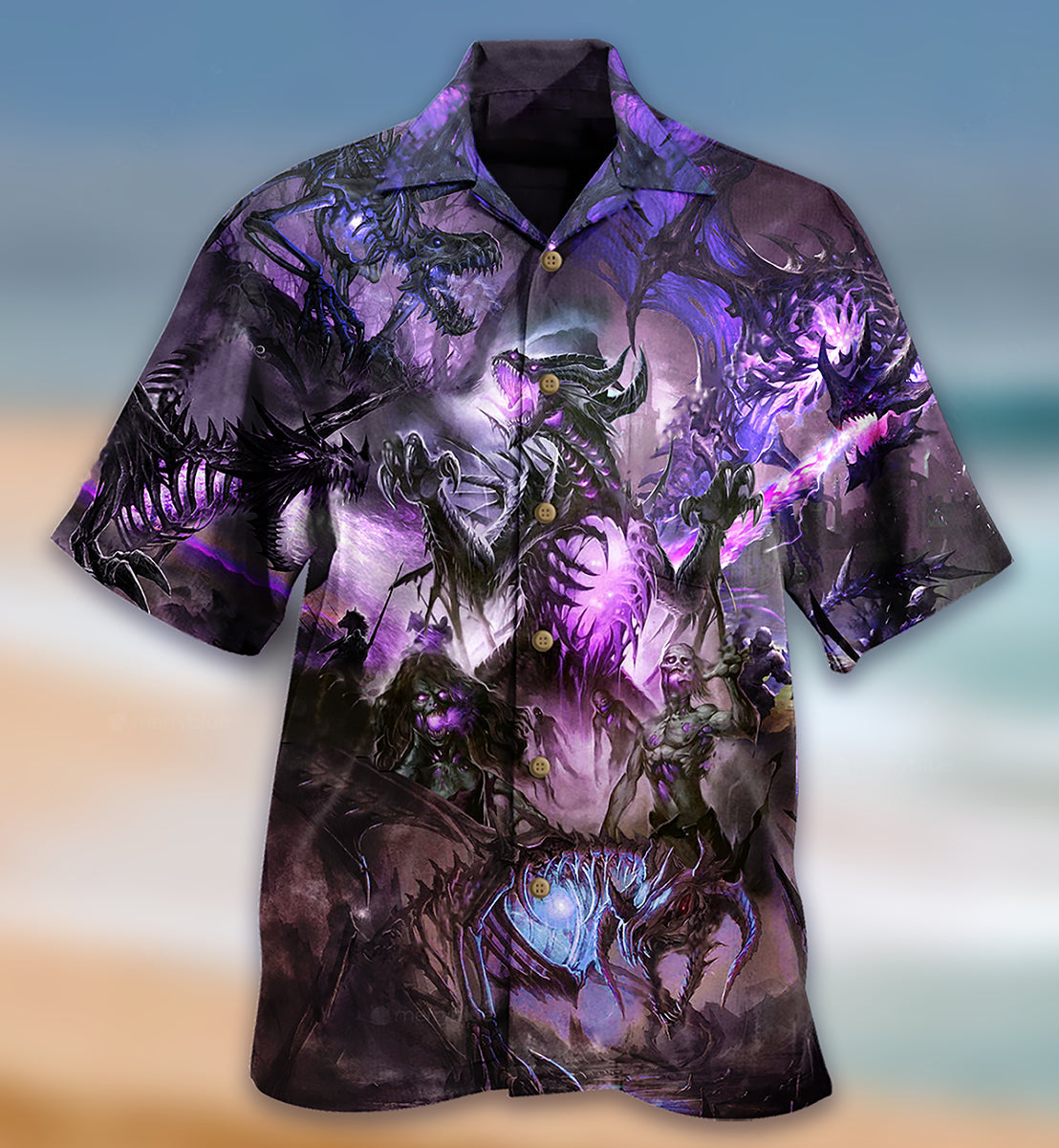 Dragon Purple Skull Love Life - Hawaiian Shirt - Reefox