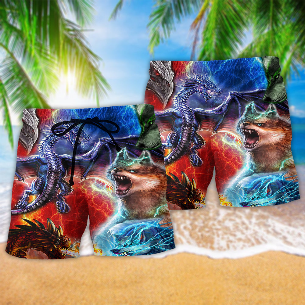 Dragon Wolf Love Life - Beach Short Reefox - Owls Matrix LTD