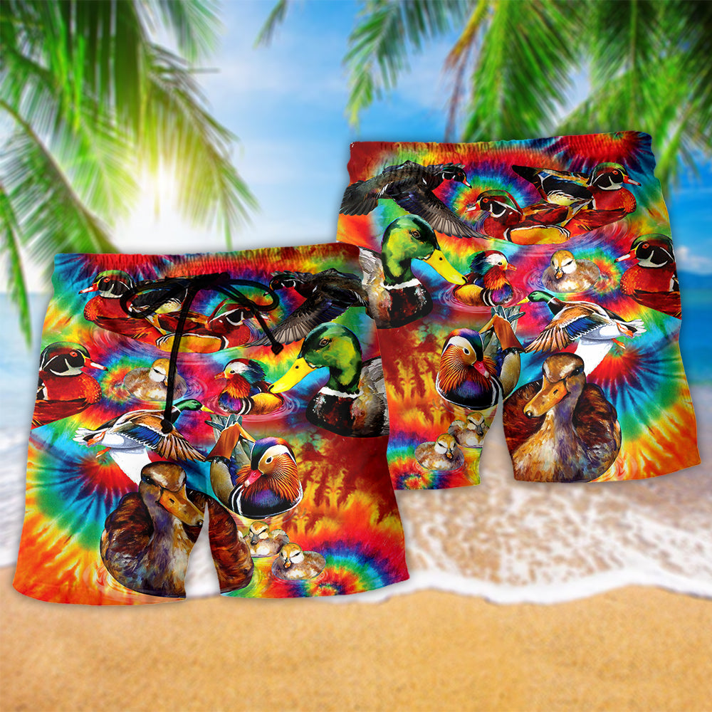 Duck Love Red And Green Fire - Beach Short Reefox - Owls Matrix LTD