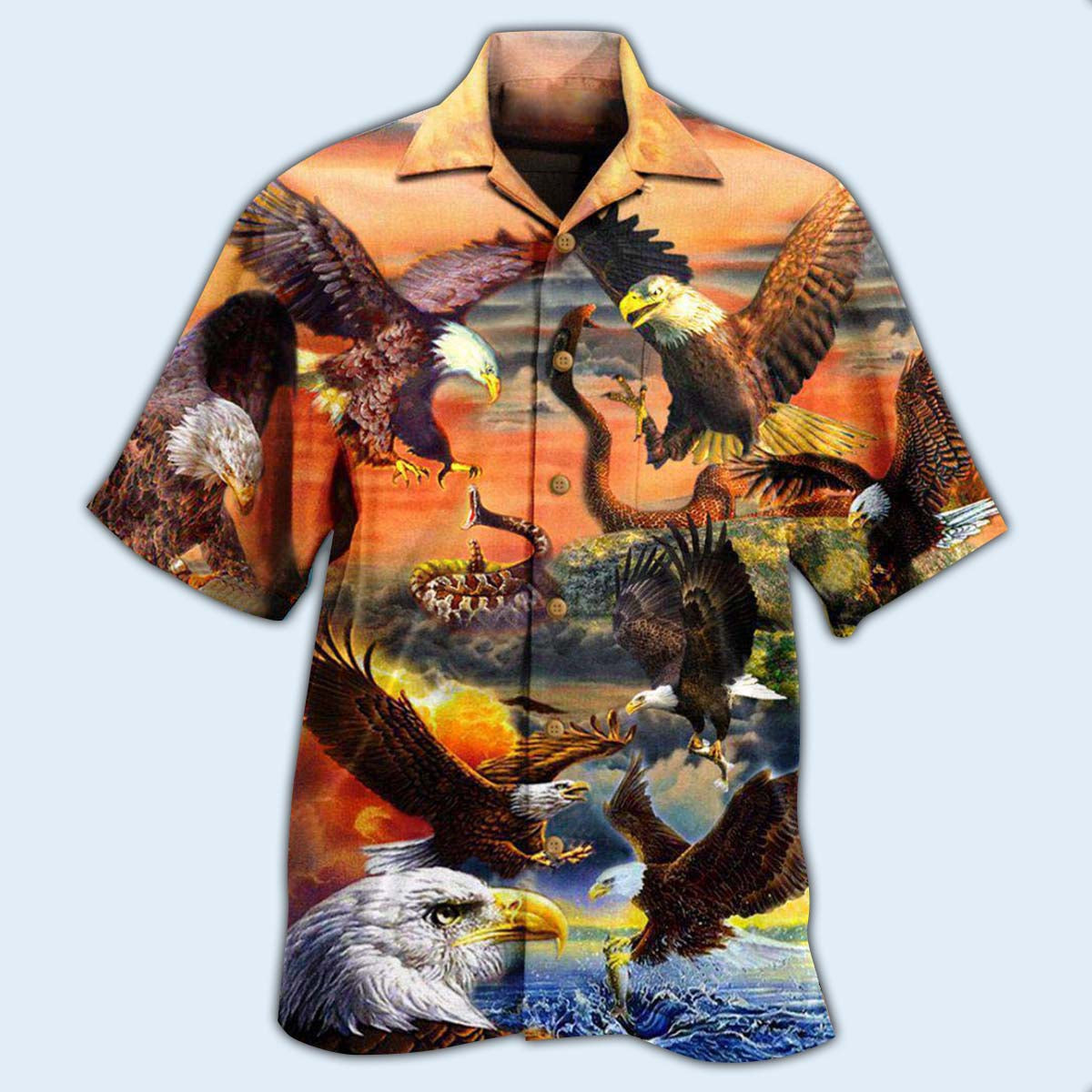 Eagle By Blood A Hunter By Heart A King Of Sunset Sky - Hawaiian Shirt - Reefox
