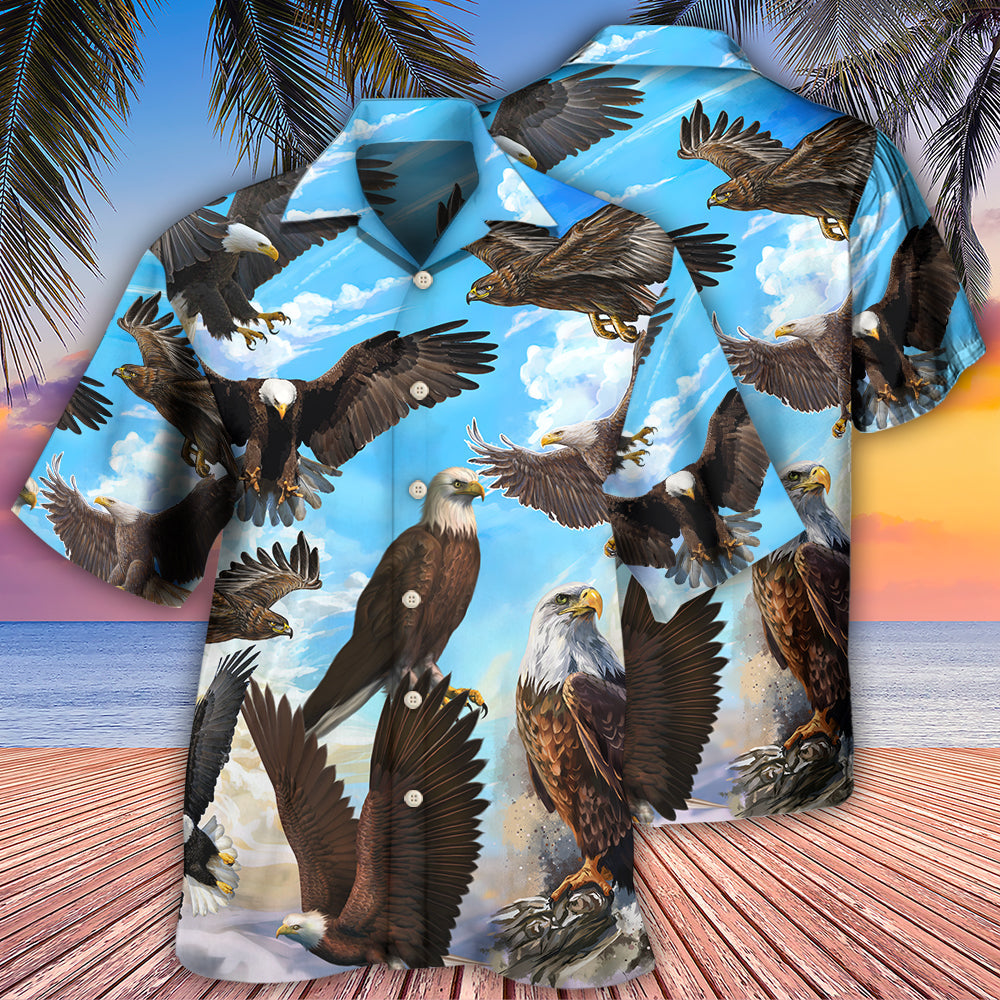 Eagle Flying In The Blue Sky - Hawaiian Shirt - Reefox