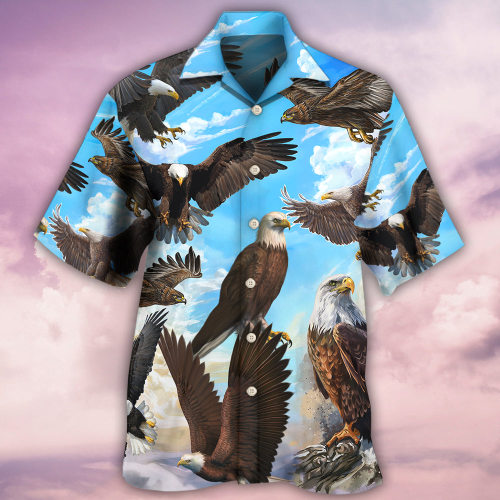 Eagle Flying In The Blue Sky - Hawaiian Shirt - Reefox