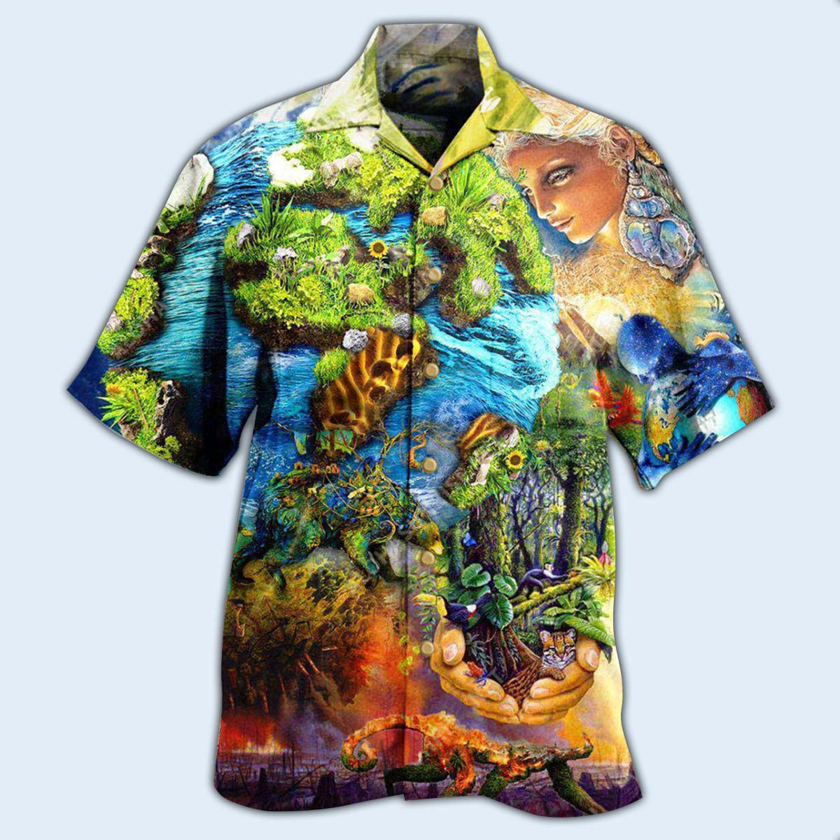 Earth With Environmental Protection - Hawaiian Shirt - Reefox