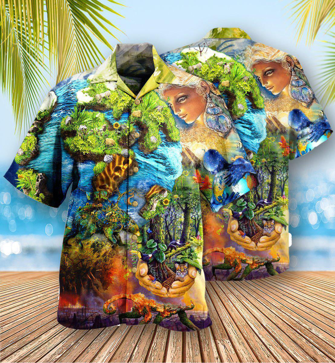 Earth With Environmental Protection - Hawaiian Shirt - Reefox
