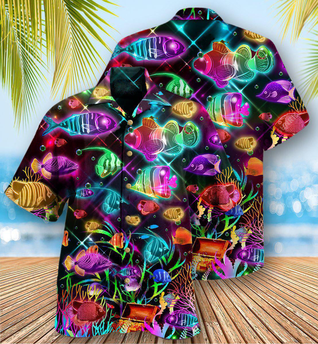 Fish Even Small Fish Are Fish Neon Style - Hawaiian Shirt - Reefox