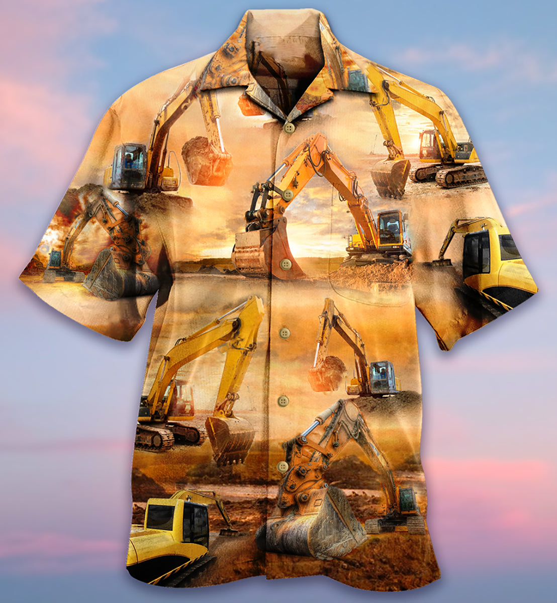 Excavator Working Hard - Hawaiian Shirt - Reefox