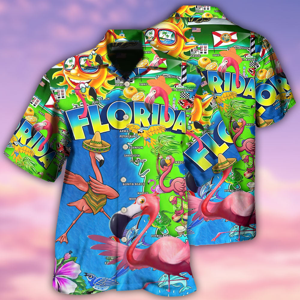 Flamingo Go To Florida To See Flamingo - Hawaiian Shirt - Reefox