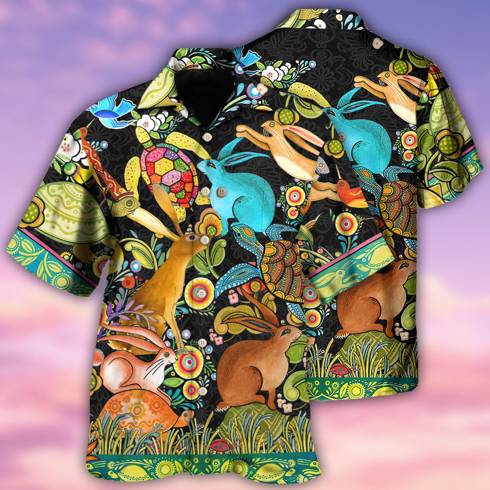 Turtle And Rabbit Slow And Steady Wins The Race - Hawaiian Shirt - Reefox