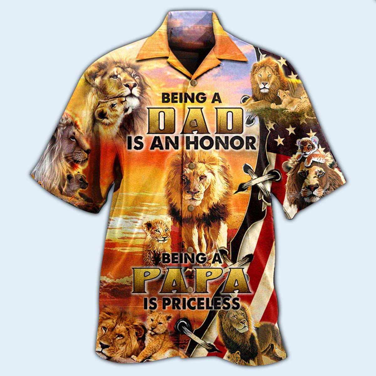 Lion Family Being A Dad Is An Honor Being A Papa Is Priceless - Hawaiian Shirt - Reefox
