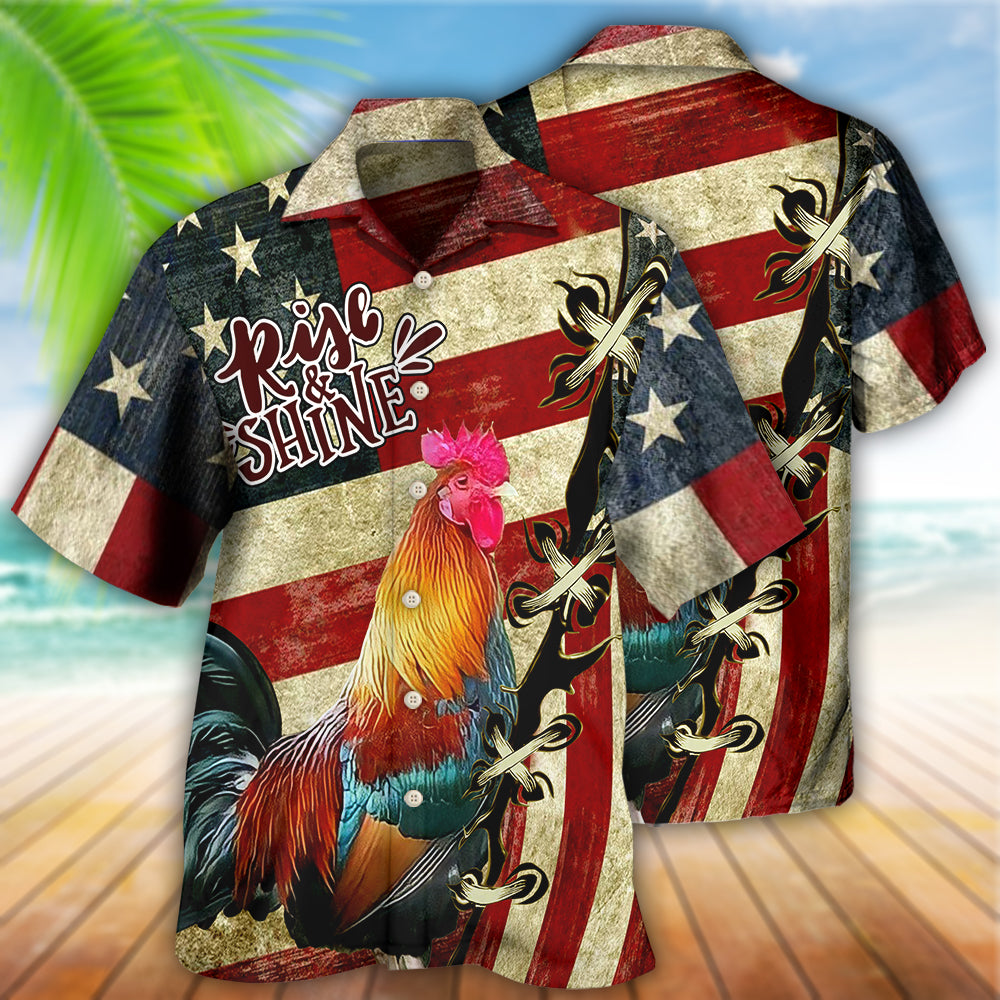 Farm America And Chicken Rise Shine - Hawaiian Shirt - Reefox