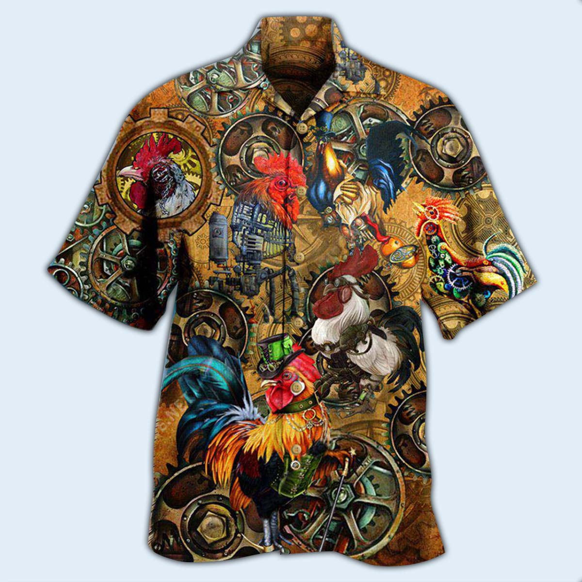 Chicken Rooster Steampunk - Hawaiian Shirt - Reefox