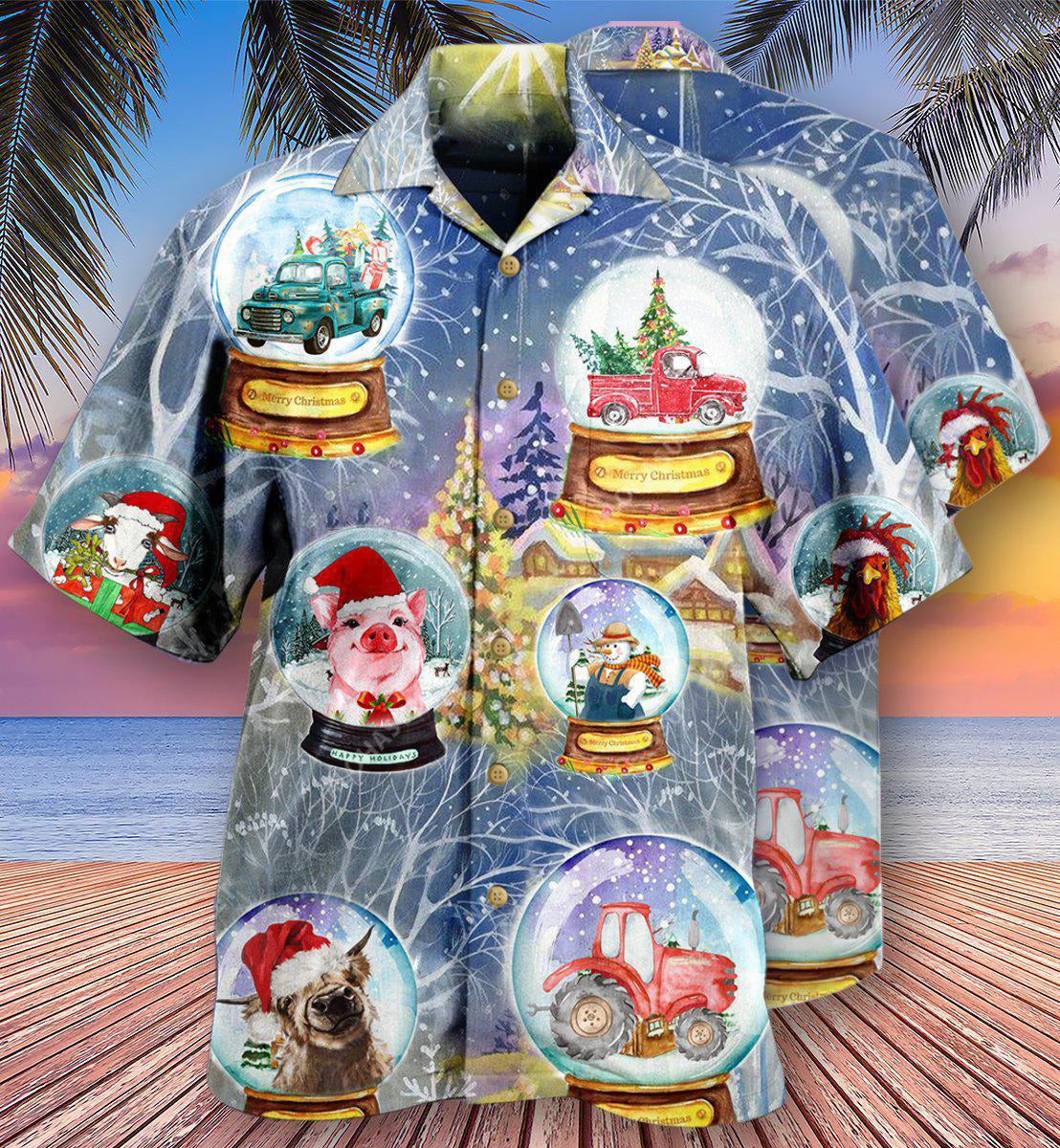 Farm Xmas Funny Global - Hawaiian Shirt - Reefox