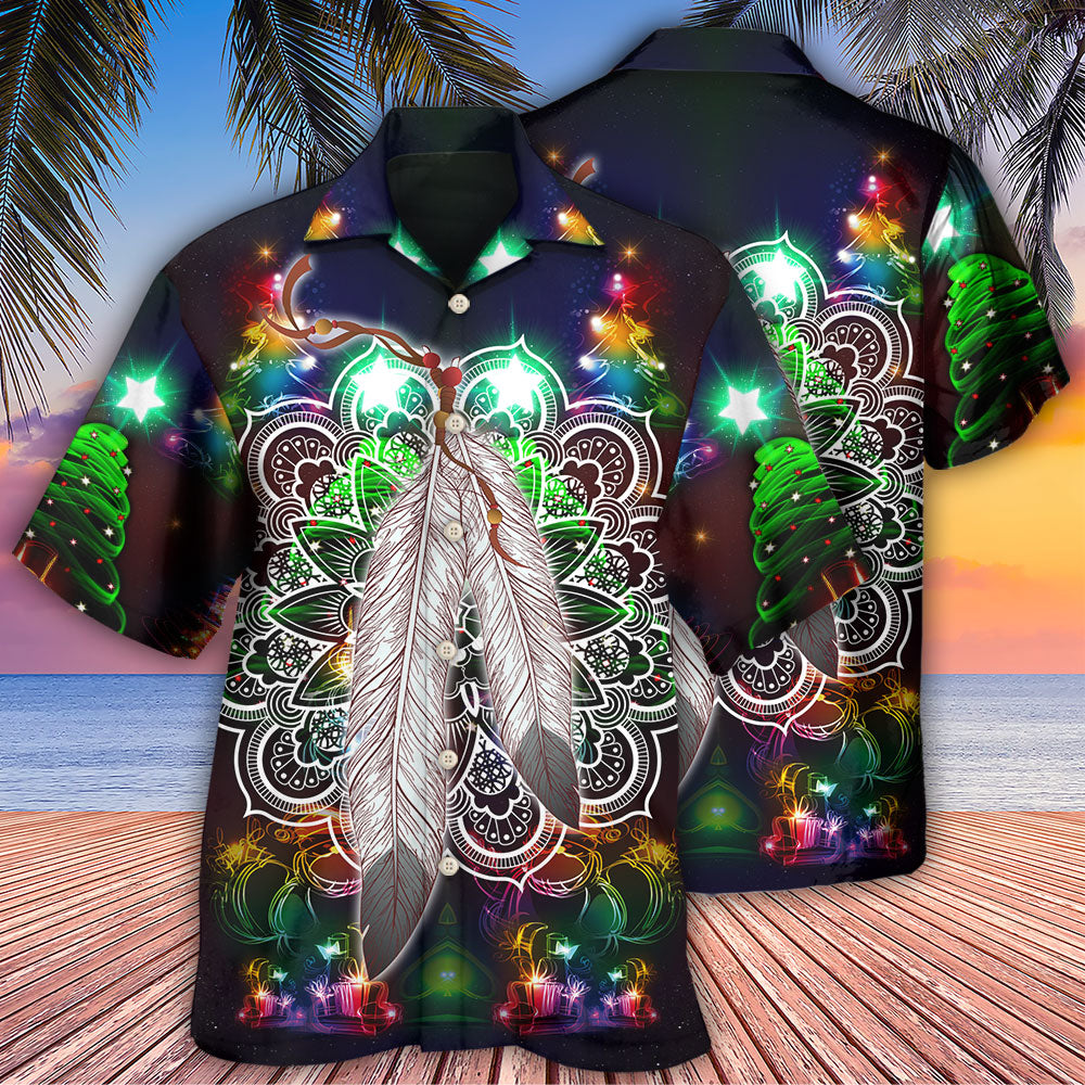 Native Feather Mandala Merry Christmas Stunning - Hawaiian Shirt - Reefox